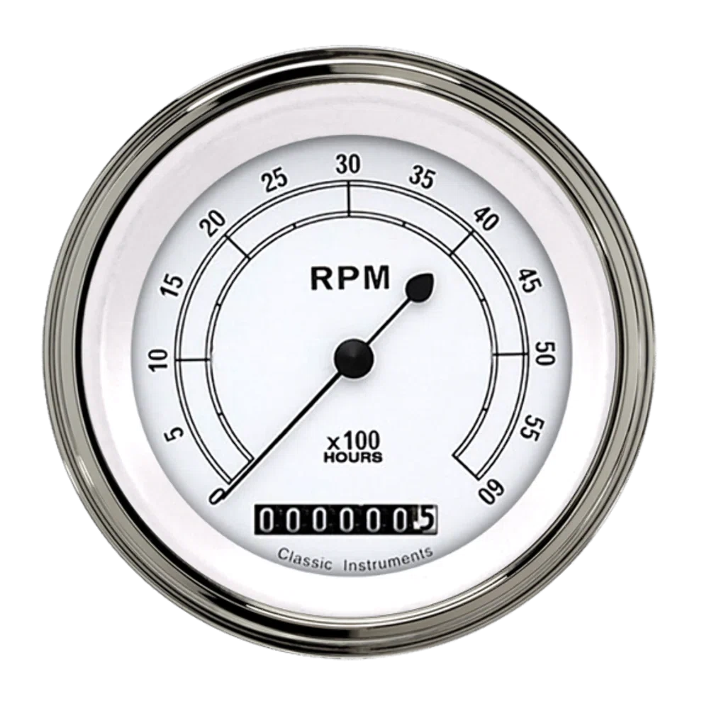 Classic White 3 3_8_ Tachometer CW60HSLF
